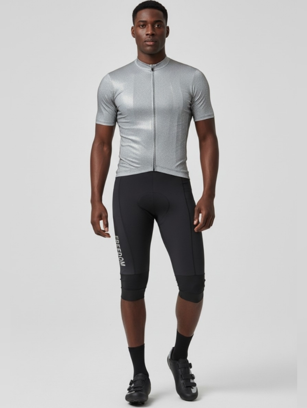 Santic Black Padded Cycling Shorts/Knickers with Reflective Freedom Print